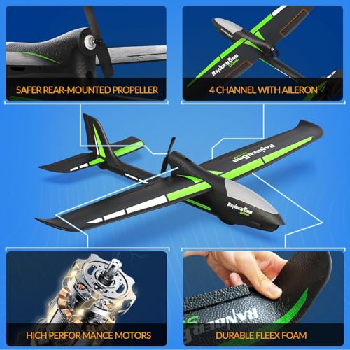 VOLANTEXRC RC Plane, 4CH Remote Control Glider Airplane RTF with 6-Axis Gyro, 3 Modes & Aerobatics Easy to Fly, 2.4GHz Radio Controlled Aircraft for Beginners, Boys & Adults, Ranger600 Stunt, Black