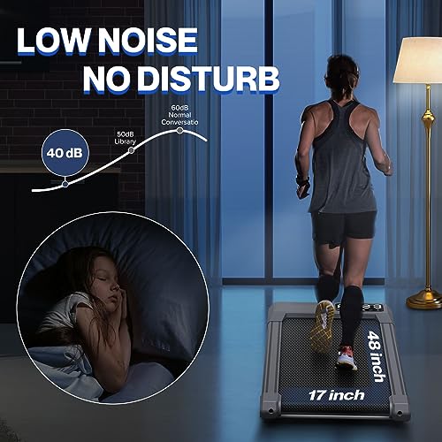 6% Incline Walking Pad Treadmills, Under Desk Treadmill 330lb Capacity for Home Small Space, Mute Control Portable Foldable Adjustable Incline Treadmill, Works with ZWIFT KINOMAP, Easy to Move