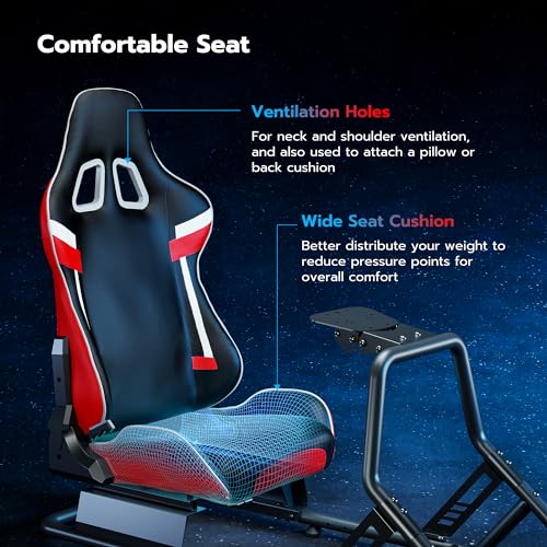ARES WING Racing Simulator Cockpit with Monitor Mount and Seat, Formula and GT Sim Racing Cockpit Compatible with Fanatec, Thrustmaster, Logitech, Moza Racing Games on PS5, PS4, Xbox and PC