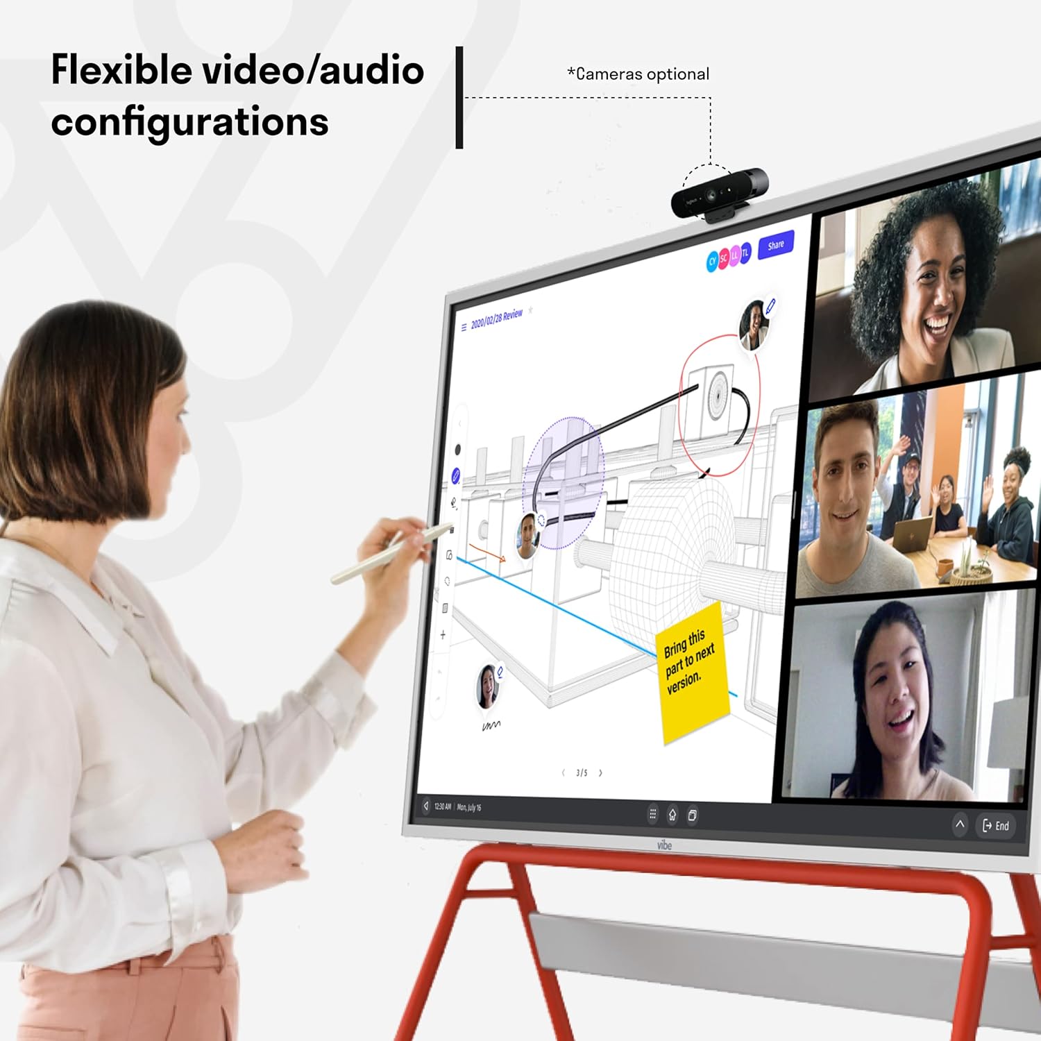 Vibe All-in-one Computer Real-time Interactive Whiteboard, Video Conference Collaboration, Robust App Ecosystem, Smart Board for Classroom and Business W/ 55" 4K UHD Touch Screen (No Stand Included)