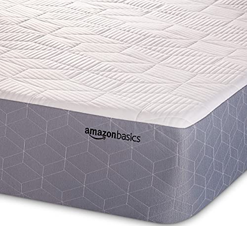 Amazon Basics Cooling Infused Gel Memory Foam Mattress, Medium-Firm, CertiPUR-US Certified, King Size, 10 Inch, White/Gray