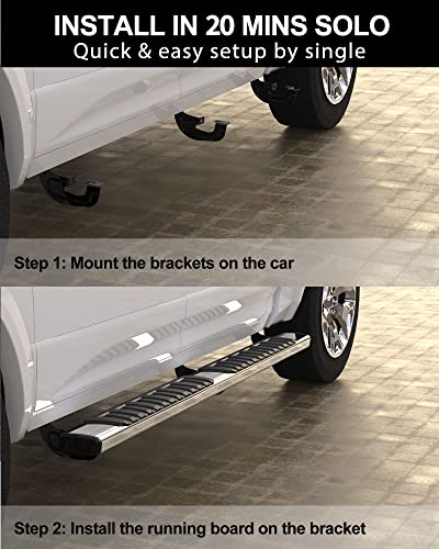 Running Boards Compatible with 2009-2023 Dodge Ram 1500 Crew Cab(2019-2023 Classic Only),2010-2024 Ram 2500/3500 Side Step Nerf Bars Side Bars