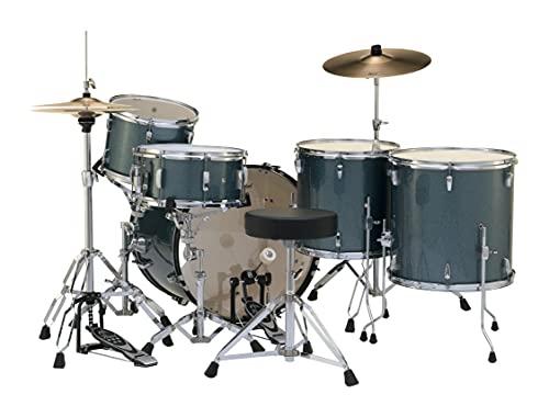 Pearl Roadshow Drum Set 4-Piece Complete Kit with Cymbals and Stands, Charcoal Metallic (RS584C/C706)