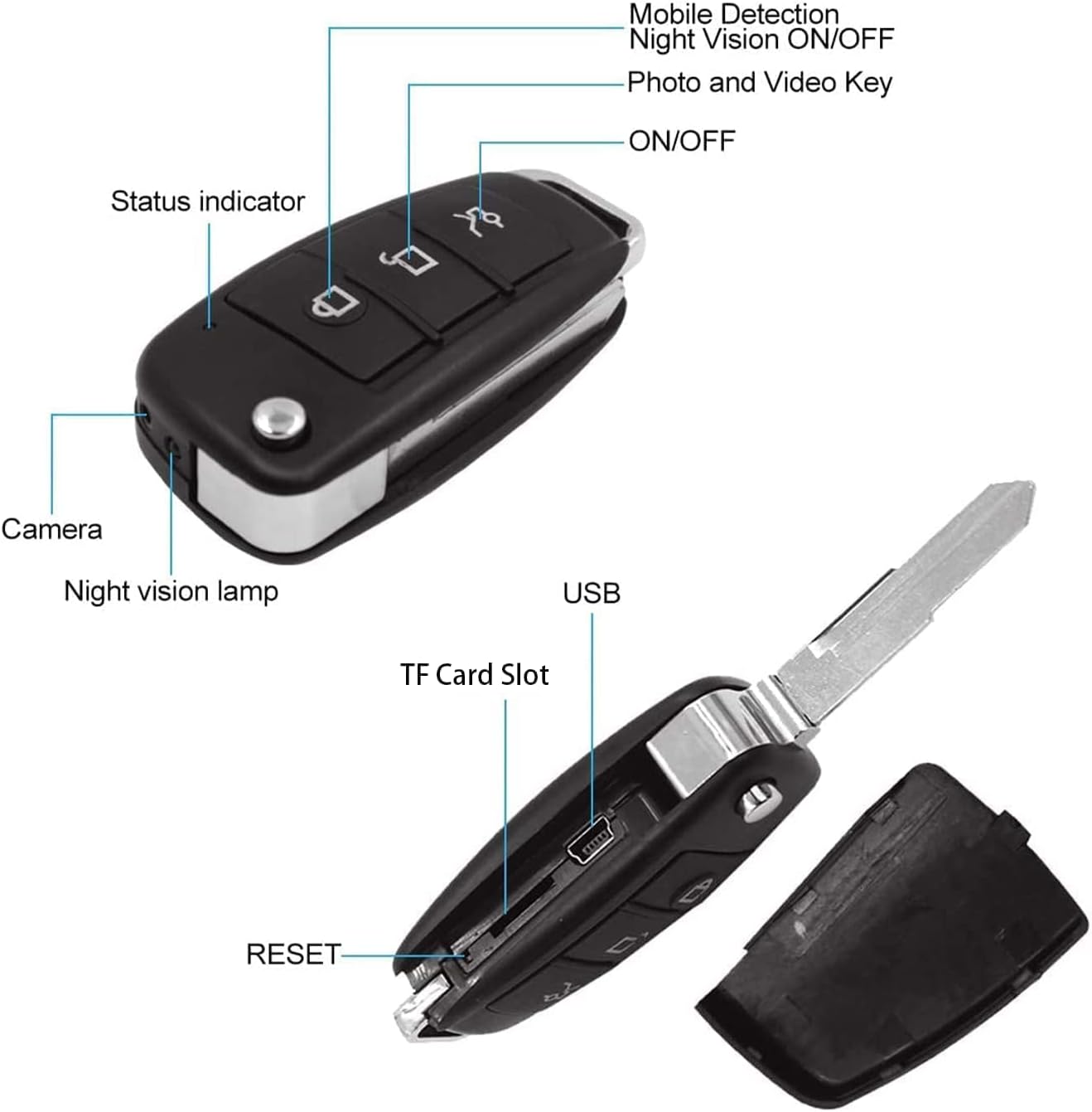 Buloge 32g Car Key Spy Camera ,Hidden Camera with IR Night Vision Motion Detection, Spy Camera Hidden Camera with HD 1080P , Image 2560X1920, Nanny cam, Surveillance & Security Cameras for Dating Pack of 2