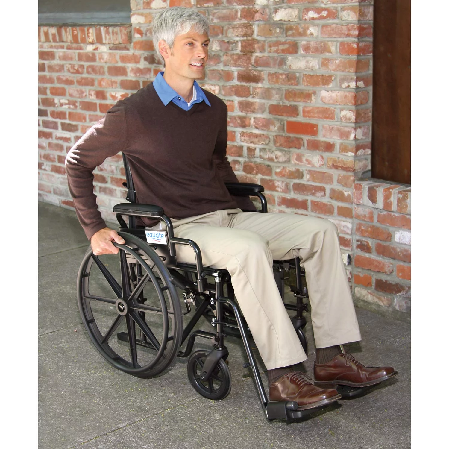 Equate Lightweight Foldable Steel Wheelchair with 18" Seat and Swing-Away Footrests, 350 lb Capacity