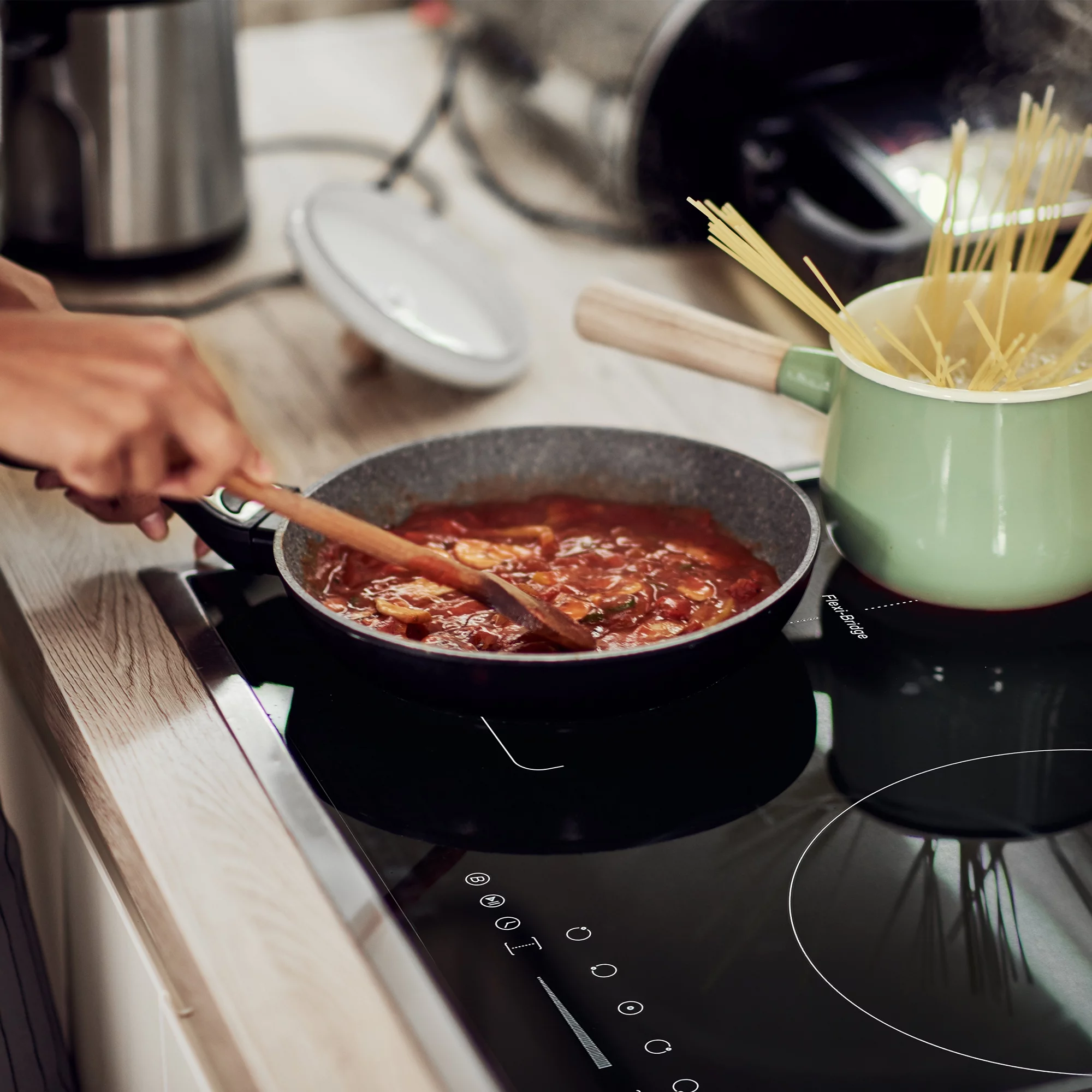 Built-In 36-in 5 Elements Black Induction Cooktop Including Bridge Element