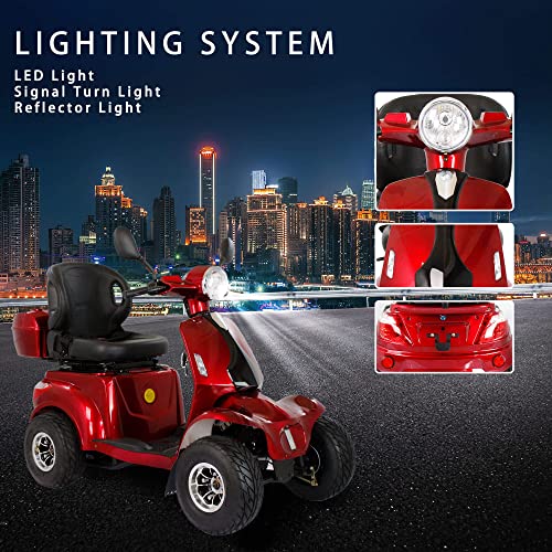 Mobility Scooters for Seniors & Adults, Heavy Duty 4-Wheel 3-Speed Medical Electric Golf Mobility Scooter Battery Powered with Rear Lock Box & Golf Cart Rack Adjustable Seat