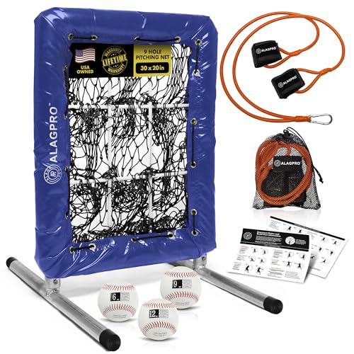 ALAGPRO® The Original 9 Hole Pitching Net with Strike Zone Pocket | Pitching Target for Baseball & Softball Pitchers