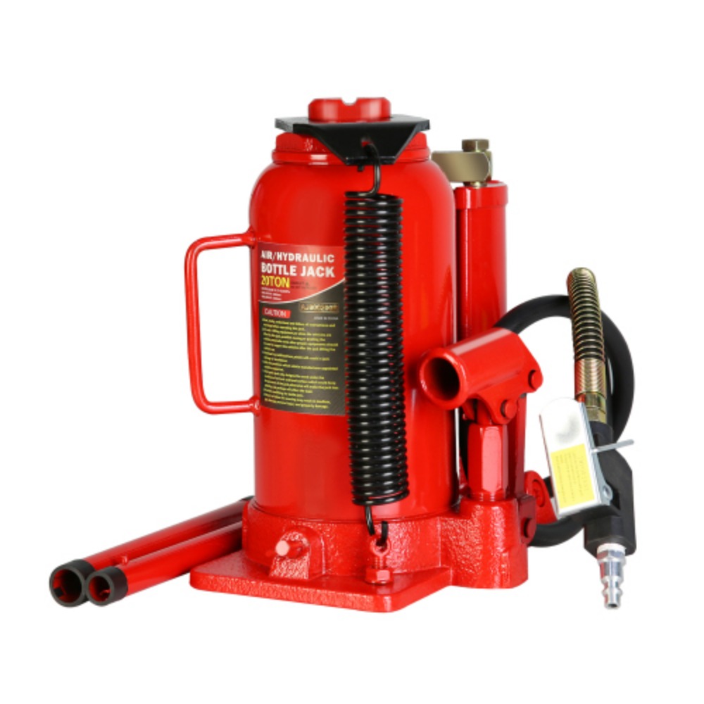 20 Ton Air Hydraulic Bottle Jack, with Manual Hand Pump Used for The Maintenance of Automobiles, Agricultural Vehicles, Heavy Trucks, Mobile Machinery, and Heavy Equipment  Red + Steel + 20T