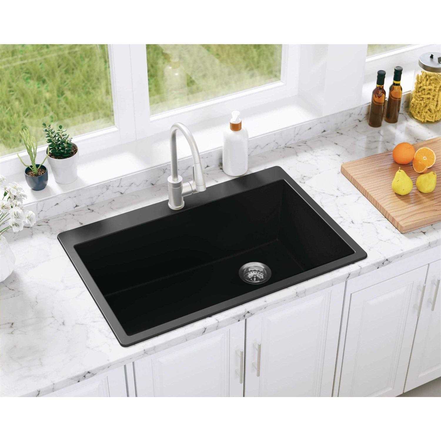 allen + roth Deforest Collection Dual-mount Nero Single Bowl 5-Hole Kitchen Sink SIGN100XLDM13