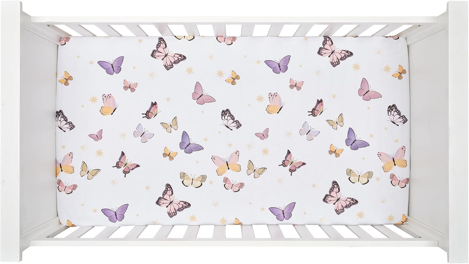 Lambs & Ivy Butterfly Dreams Pink/Gold 3-Piece Nursery Baby Crib Bedding Set