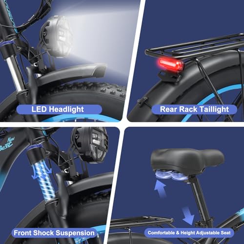 Electric Bike for Adults, 4000W Peak Power 26” Fat Tire Ebike, 34MPH AWD Dual Motor Electric Bicycles, 48V 23AH Removable Battery Fast Dual Hydraulic Brakes Electric Mountain Bike