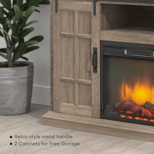 43 Inch Electric Fireplace with Mantel, Tall Fire Place Heater Freestanding with Remote Control Timer LED Flame for Living Room Bedroom, White