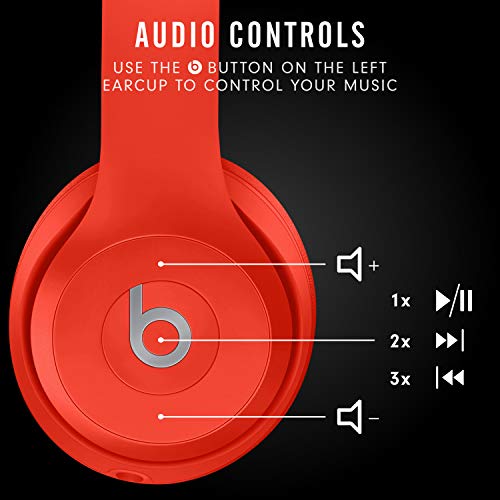 Beats Solo3 Wireless On-Ear Headphones - Apple W1 Headphone Chip, Class 1 Bluetooth, 40 Hours of Listening Time, Built-in Microphone - Red