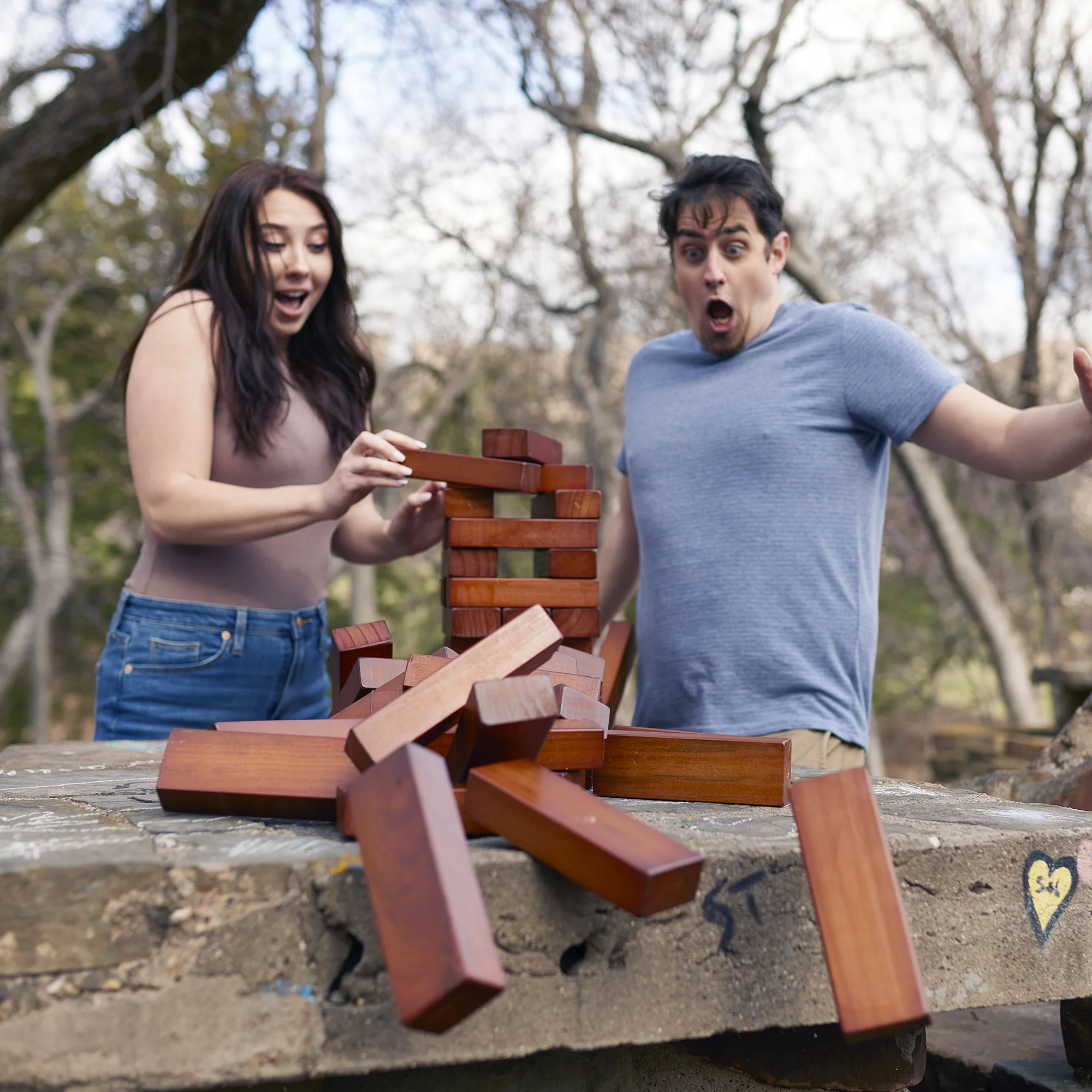 YardGames Giant Tumbling Timbers Stacking & Giant 4 in a Row Game Bundle