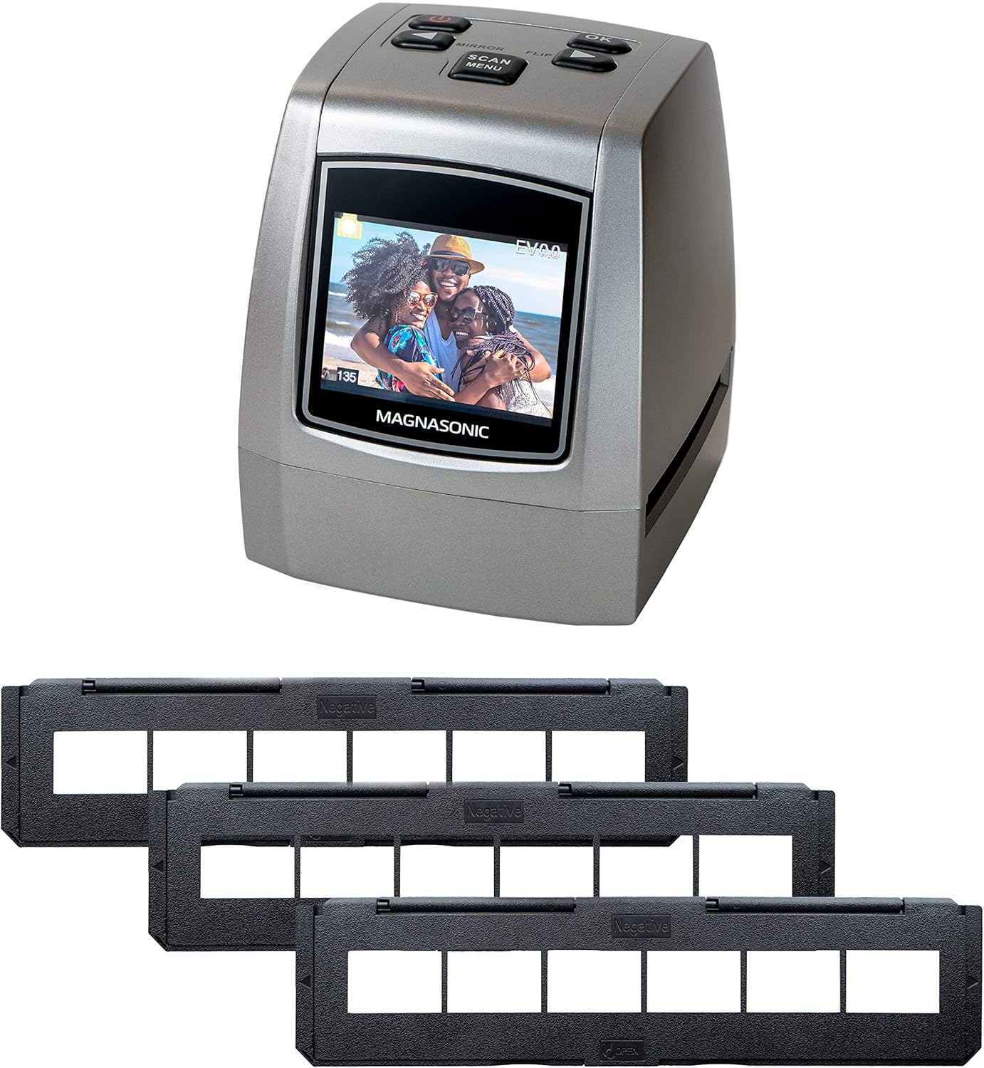 Magnasonic All-in-One High Resolution 22MP Film Scanner, Converts 35mm/126KPK/110/Super 8 Films, Slides, Negatives into Digital Photos, Vibrant 2.4 LCD Screen, Impressive 128MB Built-in Memory