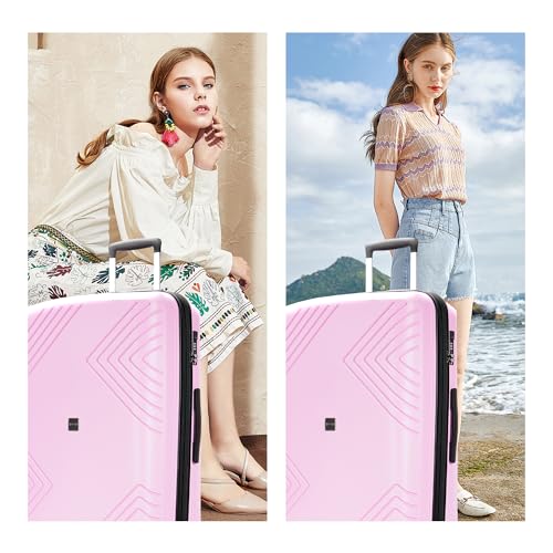 Luggage Sets 3 Piece,Hardside Expandable Luggage Sets,Large Suitcases with Wheels TSA Lock,Light Pink