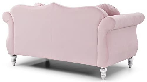 Glory Furniture Hollywood Velvet Loveseat in Pink