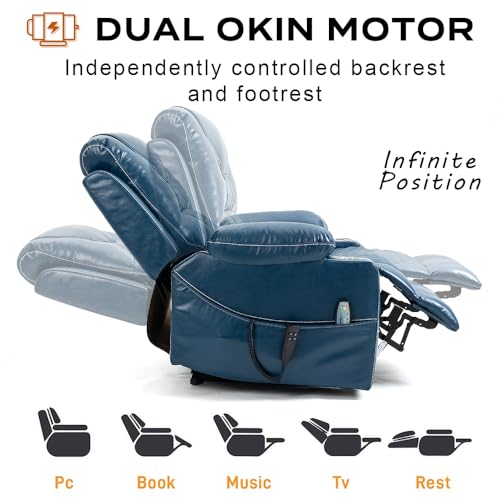 Lay Flat Lift Recliner/Recliner Chairs for Adults/Lift Chair Recliners for Elderly，Massage Recliner with Heat/Cup Holder Suitable for People up to 6Ft 3In/400lb Range (S3 Brow Leather)…