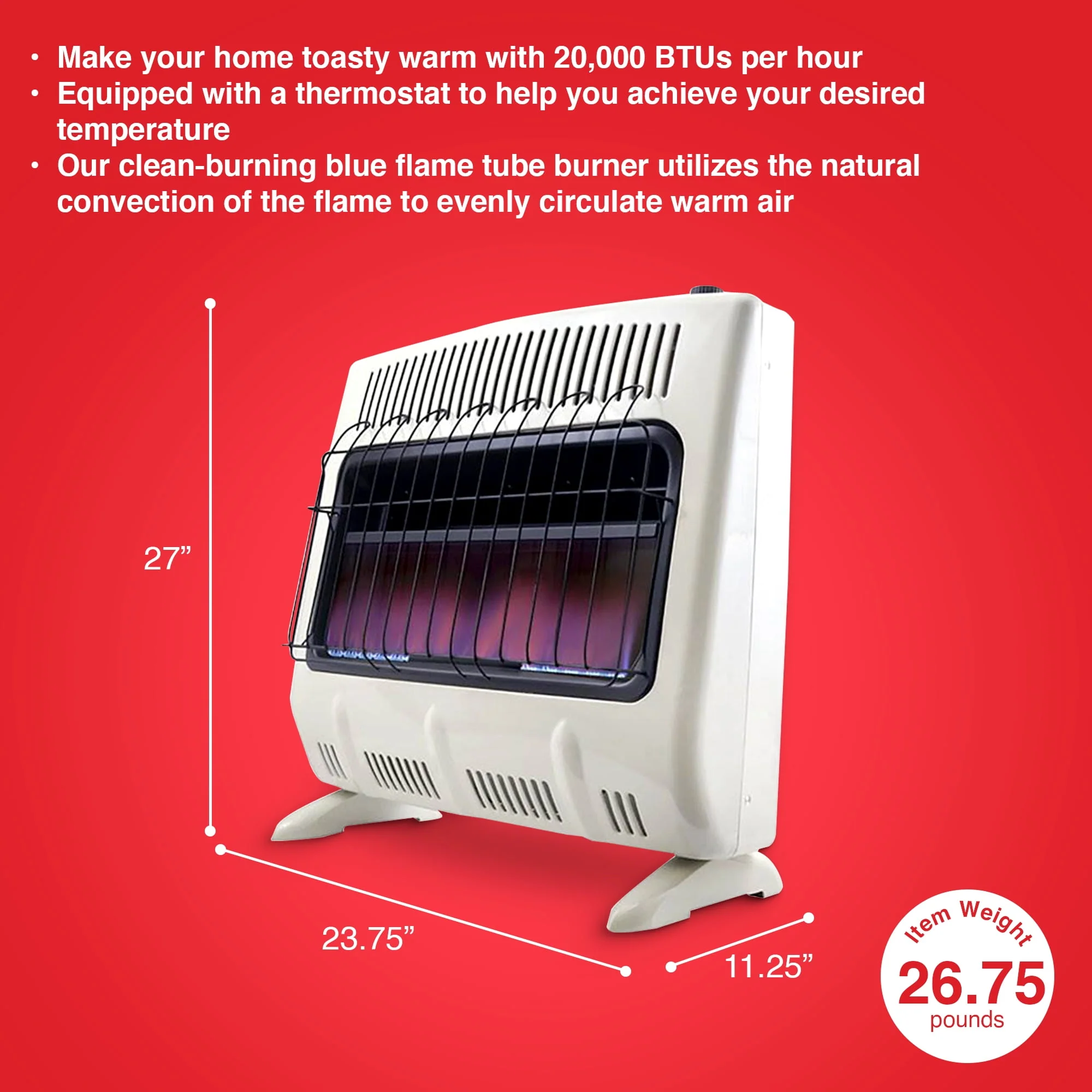 Mr Heater 20000 BTU Vent Free Blue Flame Propane Gas Wall or Floor Indoor Heater