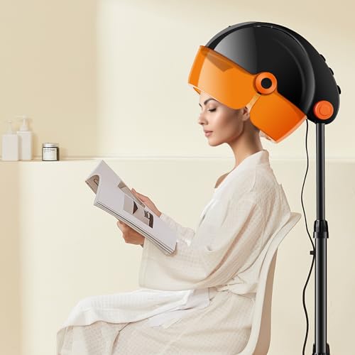 VEVOR Hooded Hair Dryer with Variable Speed & Temperature Adjustment, 1875W Ionic Bonnet Hair Dryer, Sit Under Hair Dryer with Timer, Standing Hair Dryer for Beauty Salon Home Spa