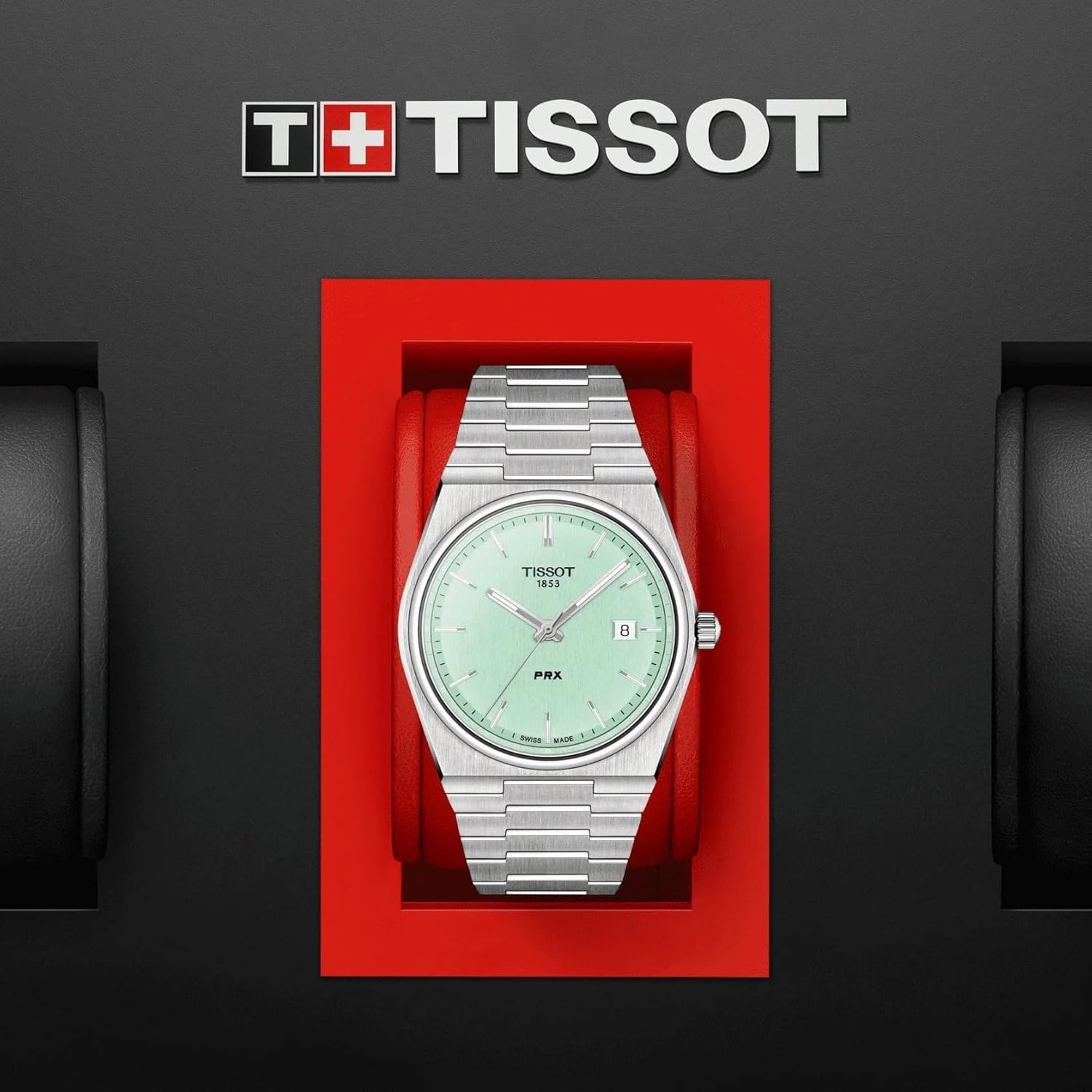 Tissot Mens PRX 316L Stainless Steel case Quartz Watches, Grey, Stainless Steel, 12 (T1374101109101)