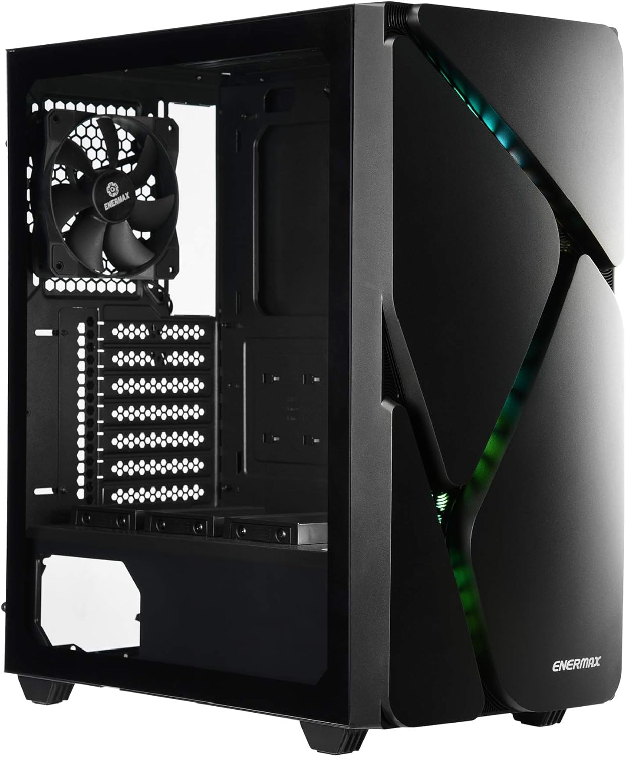 Enermax LIBLLUSION LL30 Addressable RGB ARGB Mid Tower Gaming PC Case Tempered Glass Pre-Installed Fans (X2), ECA-LL30-M1BB-ARGB