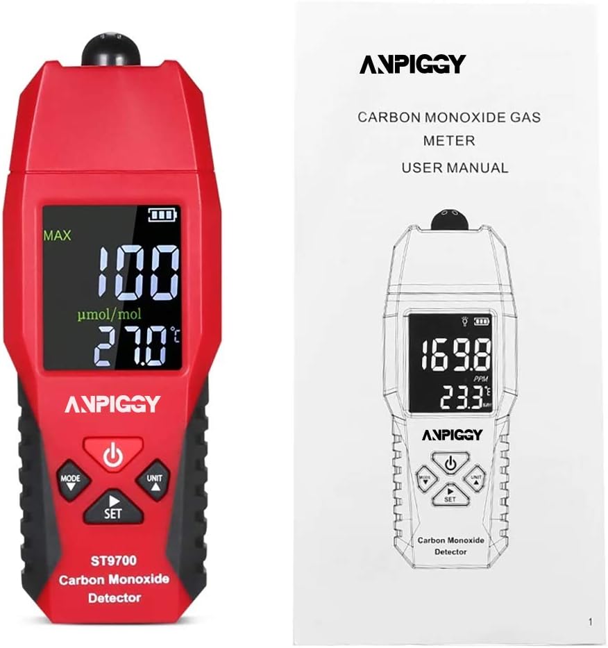 Handheld Carbon Monoxide Meter,LCD Color Display Carbon Monoxide Detector,Carbon Monoxide Tester,CO Detector,CO Meter,High Precision CO Gas Leak Detector 0-1000ppm