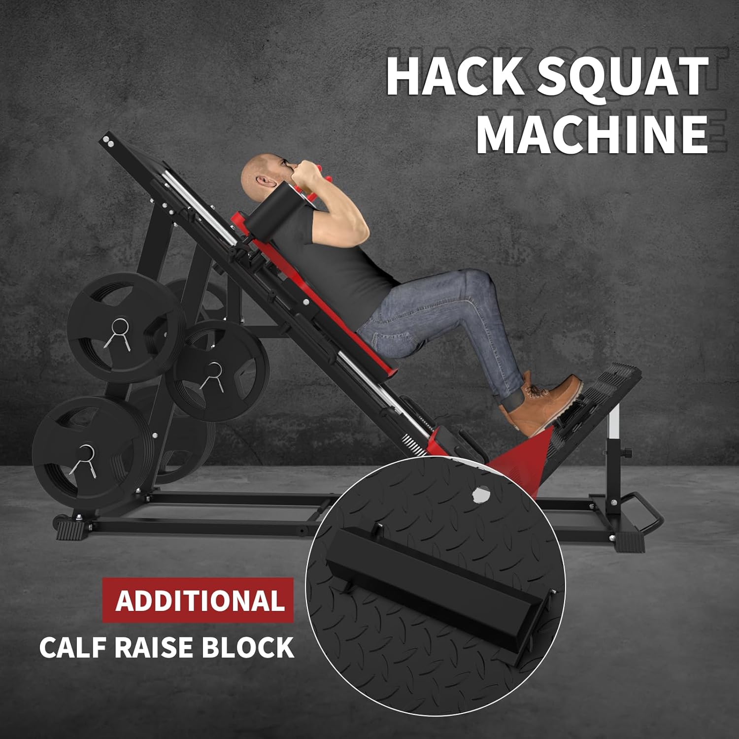 Leg Press Hack Squat Machine Combo, Hack Squat Leg Press Machine with Weight Storage Posts, Professional Adjustable Leg Exercise Machine with Linear Bearing for Full Lower Body Workout Home Gym