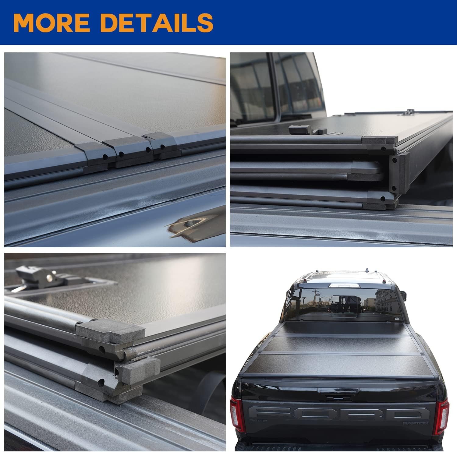 Lyon Cover 6'4" / 76.3" Hard Tri-Fold Truck Pickup Bed for 2003-2024 Ram 1500 2500 3500 w/o Rambox | LED Lamp | 3 Years Warranty |