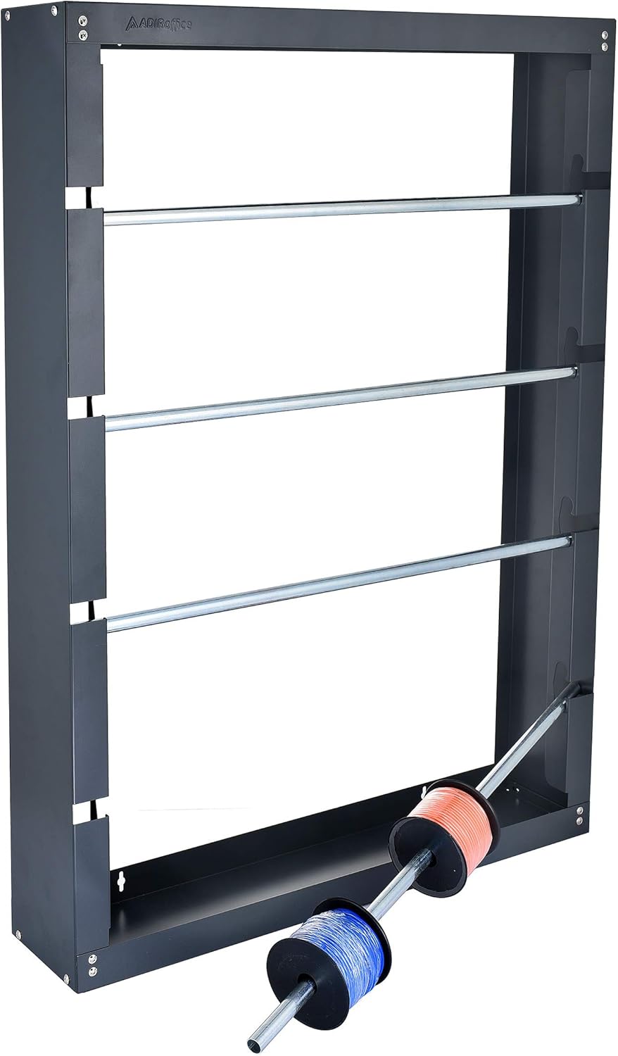 AdirPro Wire Spool Rack - Superior Strength Wire/Cable Dispenser - Conduit Display & Storage for Electrical Industrial & Retail Use (4 Rods, Grey)