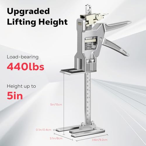Labor Saving Arm Jack 2 Pack, 12 Inch All-Metal Hand Lifting Jack Tool, Precise Control Slow/Fast Descent, 440LBS Capacity Wall Tile Locator for Lifting Door Furniture, Wall Tile Positioning
