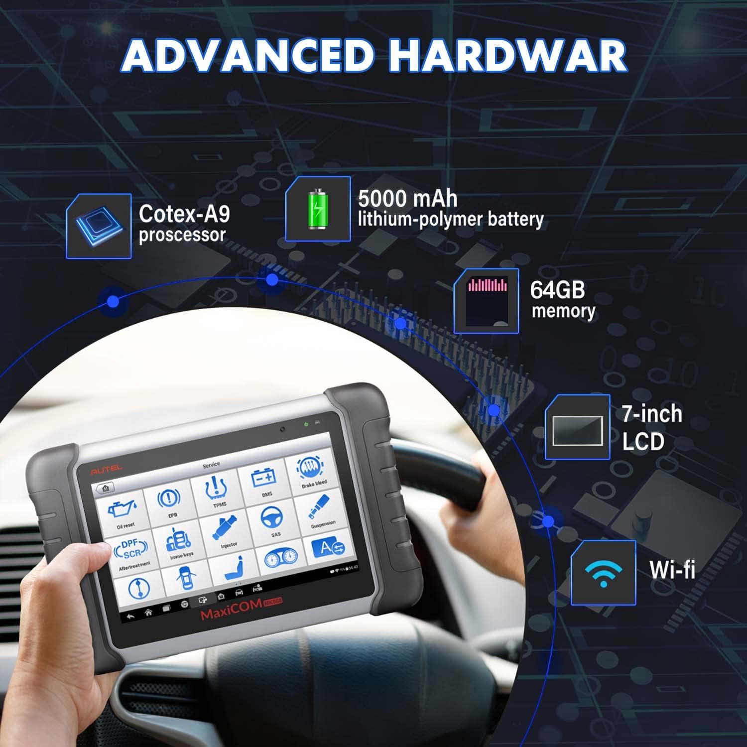 Autel MaxiCOM MK808 OBD2 Diagnostic Scan Tool, 2022 Newest Same as MX808, OBD2 Car Diagnostic Scanner with All System and 28+Service Functions,Oil Reset, EPB, SAS, DPF, BMS