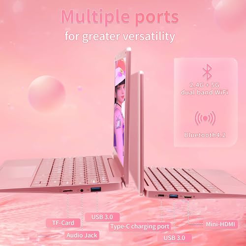Svikou【Win11 Pro/Office 2019 10.1-inch Mini Laptop Celeron N4020, Quad Core 8GB RAM, 256GB SSD, Built-in Webcam, WiFi, HDMI, Easy to Carry, Suitable for Children and Adults,Gray
