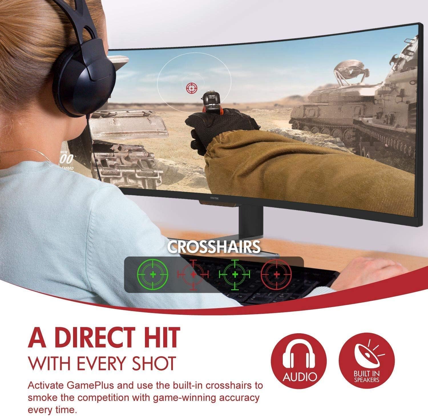 VIOTEK SUW49C 49-Inch Super Ultrawide 32:9 Curved Monitor with Speakers, 144Hz HDR 6ms 3840x1080p, FreeSync, GamePlus, VESA & More