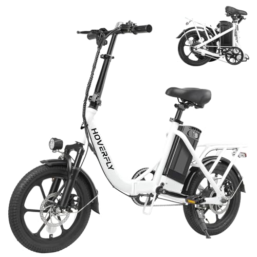 HOVERFLY H3 16" Electric Bike, Max 28Miles Range(Pedal-Assist) Folding E-Bike with Removable Battery, Front Suspension and Commuter Electric Bicycle Adults