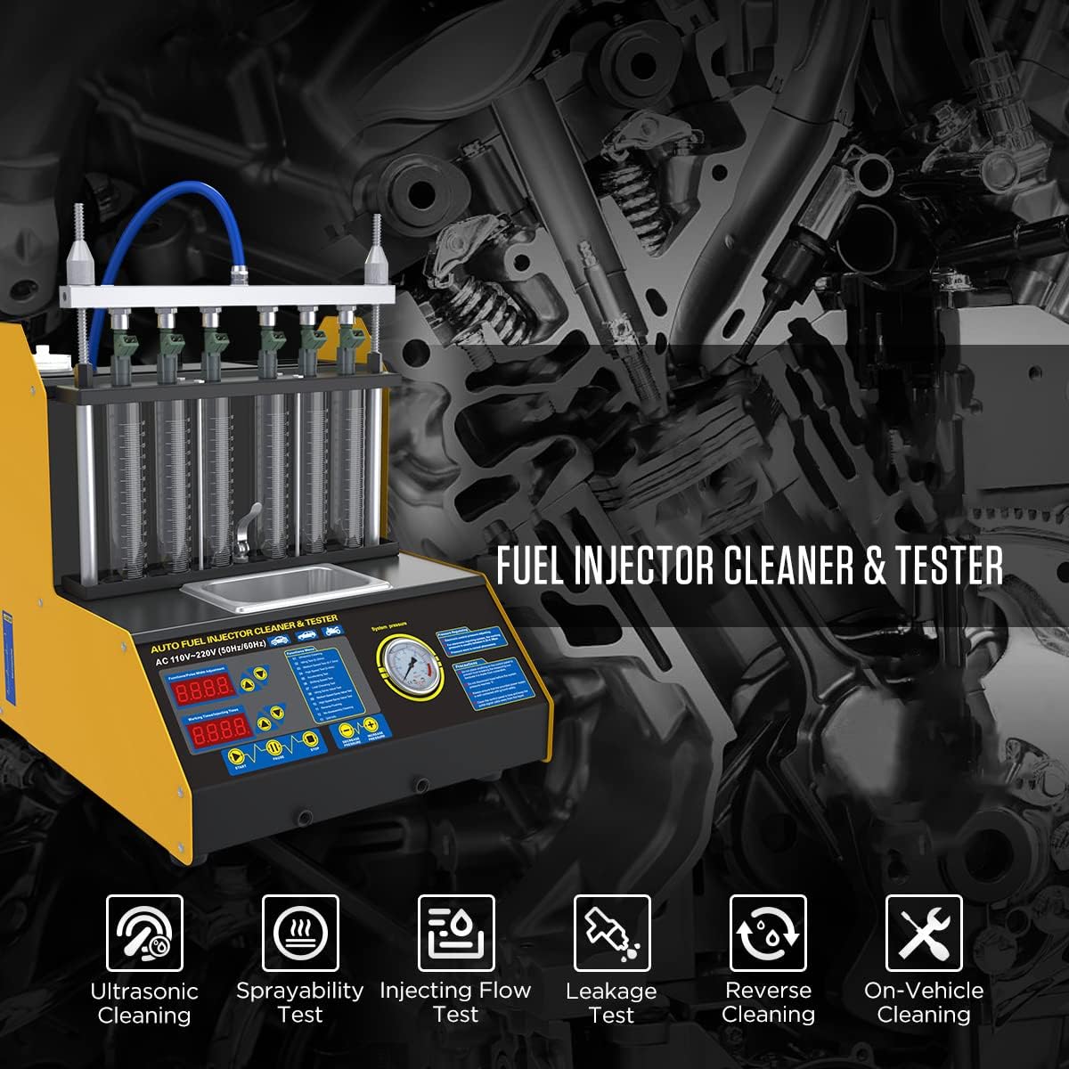 AUTOOL Automotive Fuel Injection Systems Cleaning Tools CT-200 Fuel Injector Cleaner and Tester 110V Fuel Injection Systems Cleaning Testing Tools