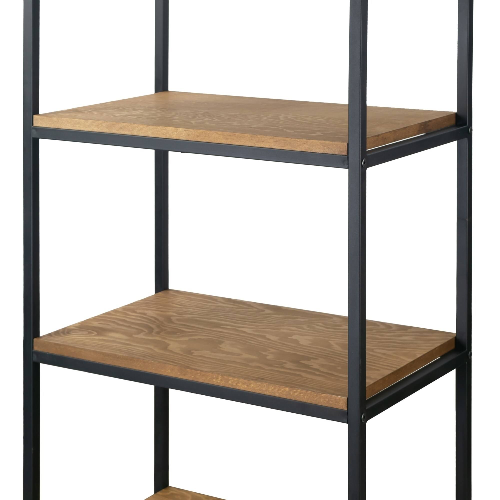 Glamour Home Amy Brown Pine Wood Display Shelf Etagere Metal Frame Bookcase with Drawer