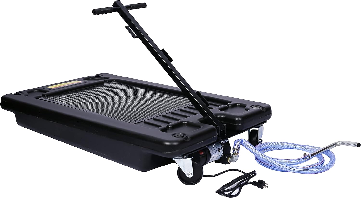 SSLine Portable 15 Gallon Oil Drain Pan with Electric Pump,Low-Profile Truck Car Oil Drain Pan with 7' Hose for SUV Car and Trucks (Grey,15-Gallon with Electric Pump)