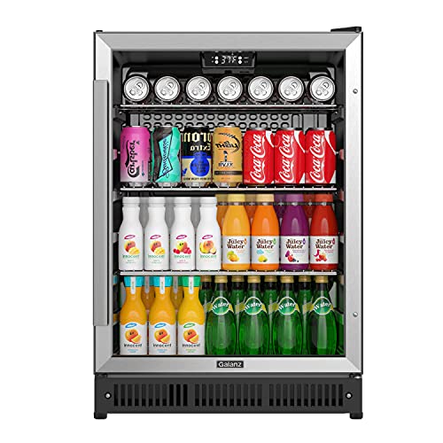 Galanz Beverage Refrigerator and Cooler - 130 Can Mini Fridge with Glass Door for Soda, Beer, or Wine - Small Drink Refrigerator for Office or Bar