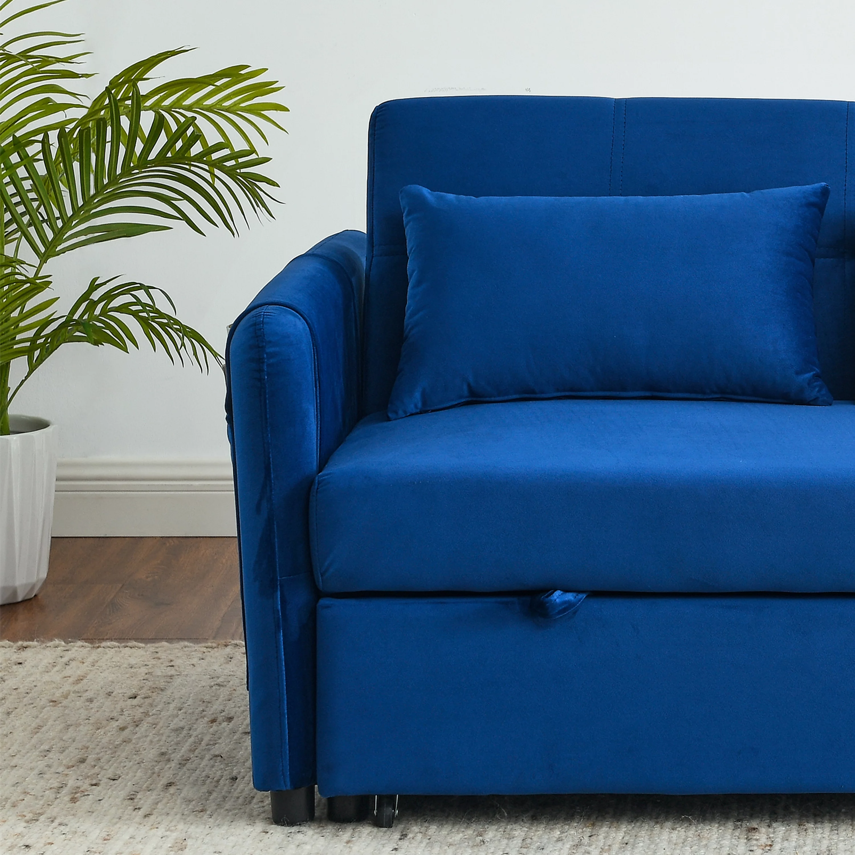 Modern Velvet Pull Out Convertible Sleeper Sofa Bed, Folding Loveseat Futon Couch with Adjustable Backrest Lumbar Pillows for Living Room Bedroom Office - Curated Treasures Market