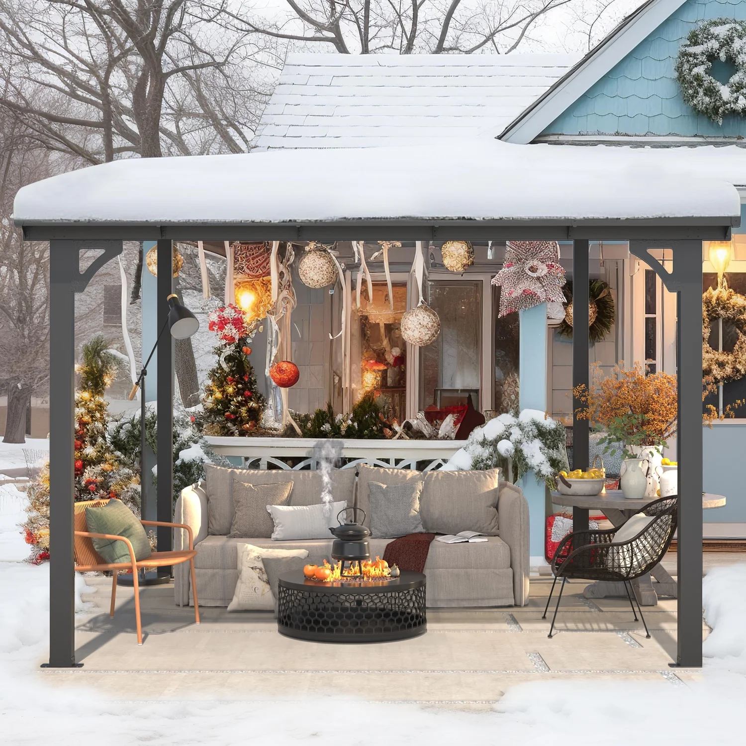 AECOJOY 10' x 10' Hardtop Gazebo Outdoor Aluminum Pergola ​For Garden, Patio, Backyard-​Gray