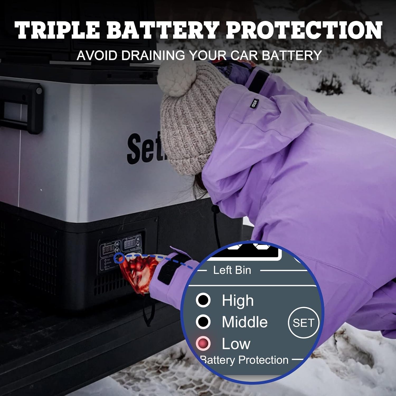 Setpower PT45 Electric Cooler Car Refrigerator With Cover,45L Dual Zone Portable Freezer Fridge,Portable Car Fridge,12 Volt Refrigerator for Car,RV,Truck,Vehicles,Travel and Home Use