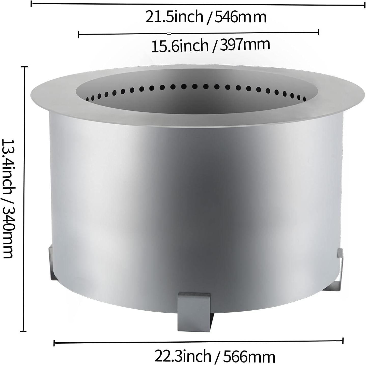 VEVOR Smokeless Fire Pit, 21.5 inch Outer Diameter / 15.6 Inner Diameter Stove Bonfire, Stainless Steel Smokeless Fire Bowl, Portable Wood Burning Fire Pit for Picnic Camping Parties