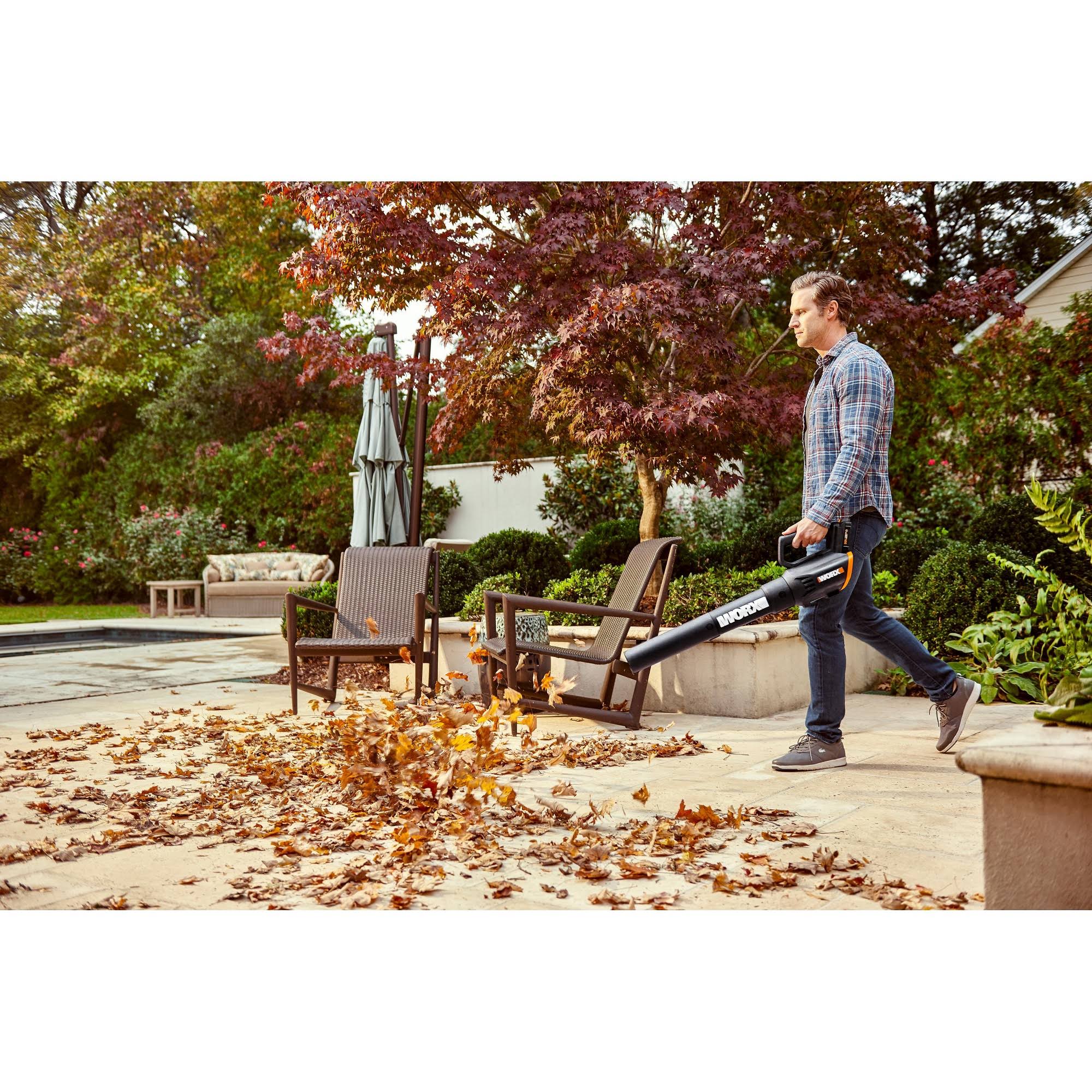 Worx Wg547.1 20 Volt Power Share Cordless 2 Speed Leaf Blower with 2 Batteries