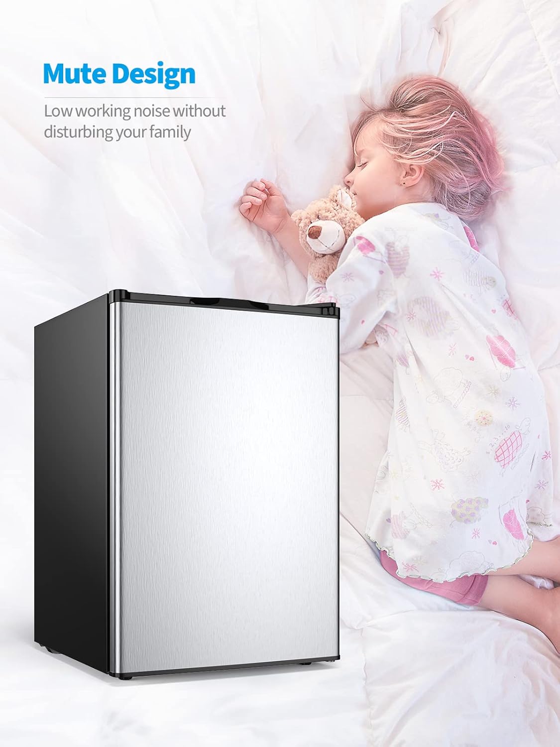 NAFORT Compact Upright Freezer 3.0 Cu. Ft. with Stainless Steel Single Door, Small Freezing Machine with Reversible Door, 7 Grade Adjustable Thermostat for Home Office
