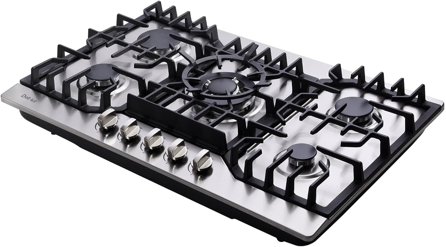 30 Inch Gas Cooktop, Stainless Steel Built-in 5 Burners Stovetop Dual Fuel Gas Hob NG/LPG Convertible Gas Cooktop DK5712