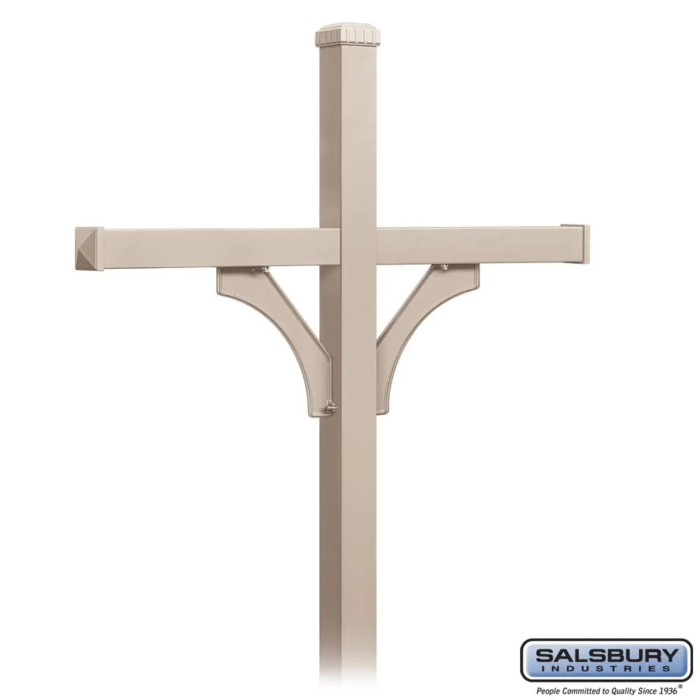 Salsbury Industries 4874BGE Deluxe Mailbox Post - 2 Sided for (4) Mailboxes - In-Ground Mounted - Beige