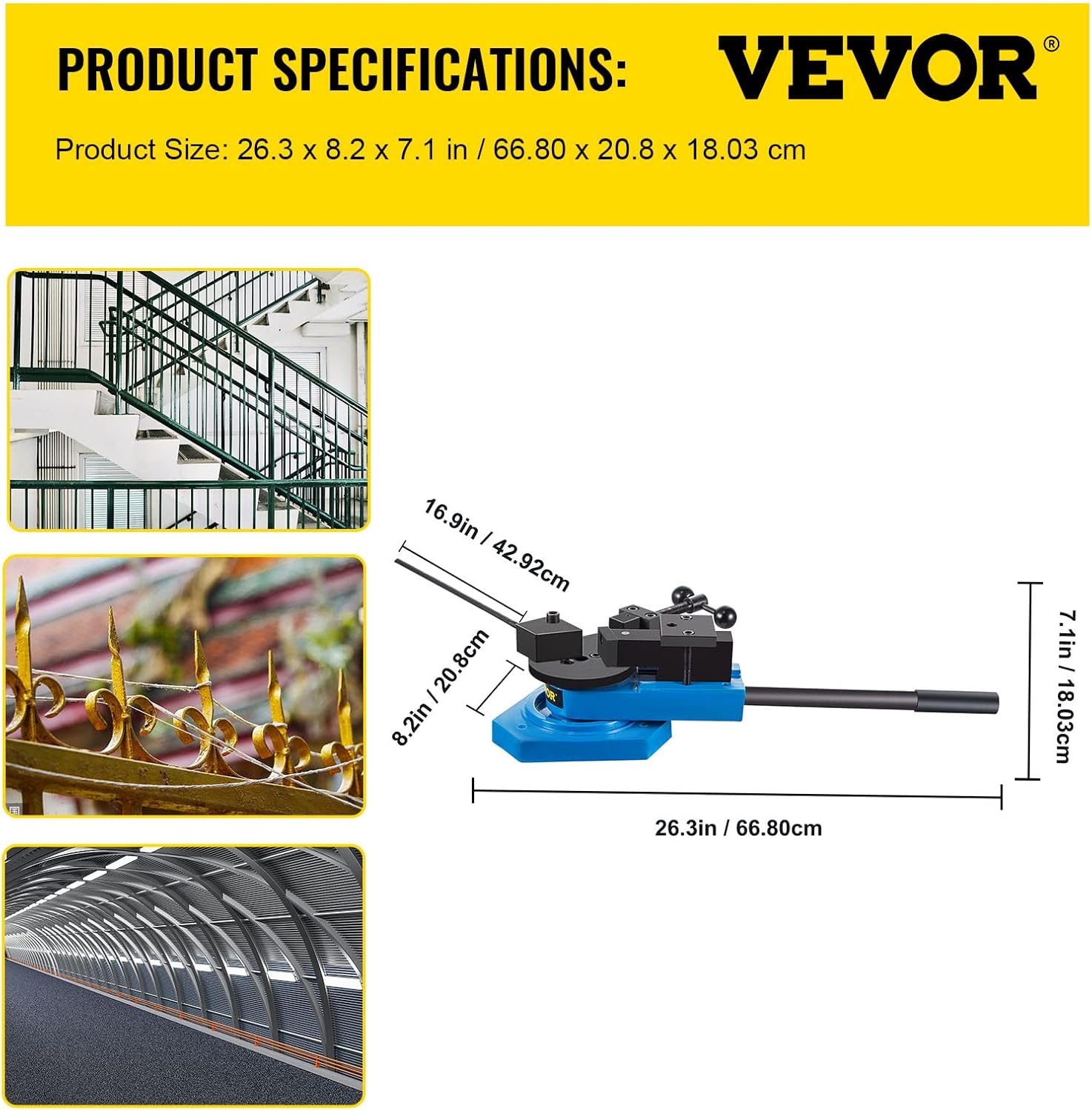 VEVOR SBG-40 Metal Scroll Bender High-Hardened Steel Scroll Bender Combination of Scroll Radius and Angle Bending Universal Metal Rod Bender For Steel Brass Cooper Aluminum