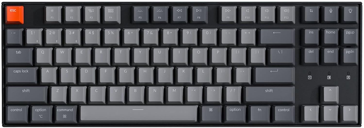 Keychron K8 Tenkeyless Wireless Mechanical Keyboard for Mac, White Backlight, Bluetooth, Multitasking, Type-C Wired Gaming Keyboard for Windows with Gateron G Pro Brown Switch